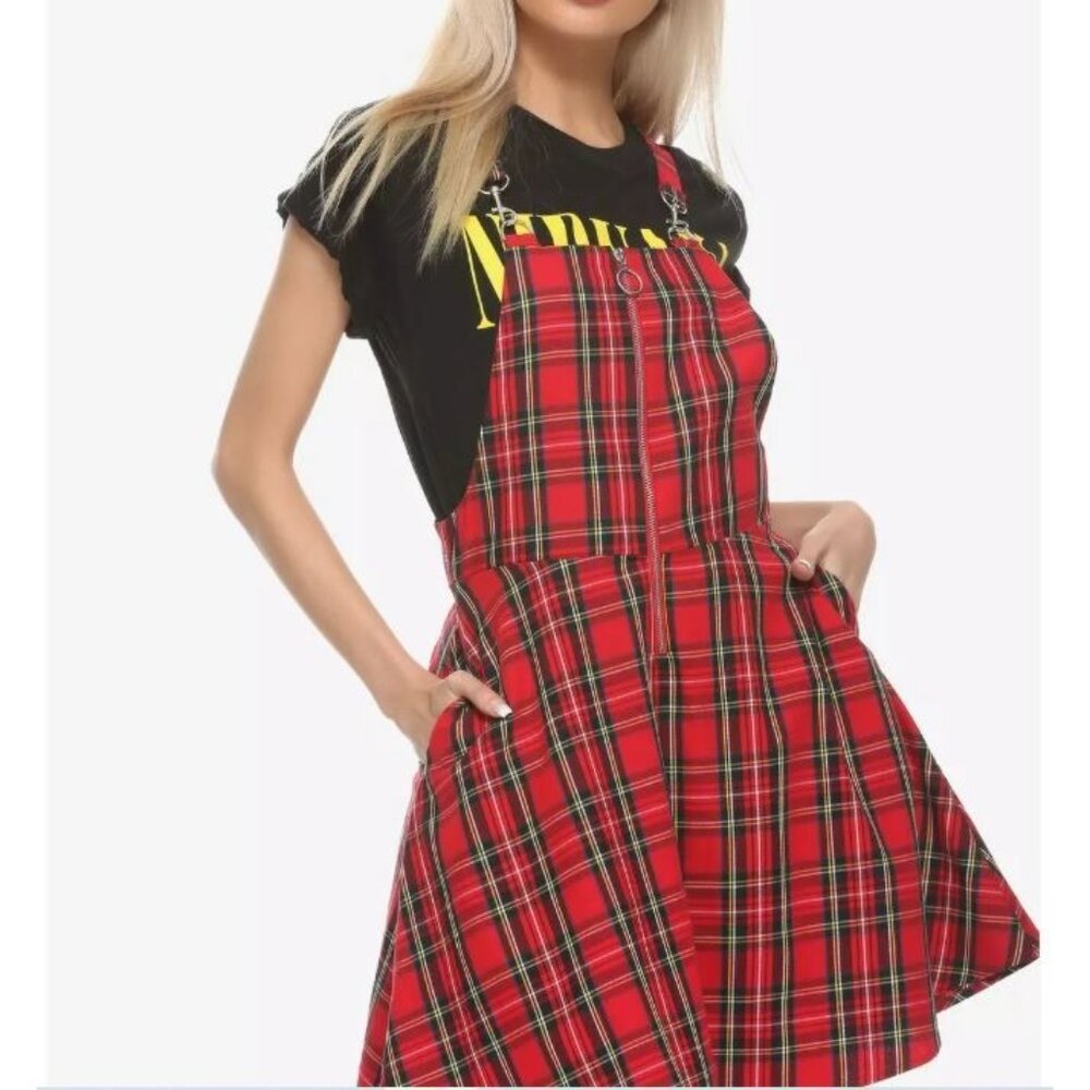 Hot Topic Womens Red Black Plaid O-Ring Shirtall size XXL - Picture 10 of 10